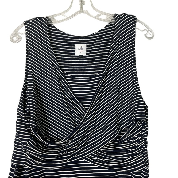 CAbi 5610 Launch Sleeveless Striped Blue White Midi Dress Size L - Picture 4 of 6